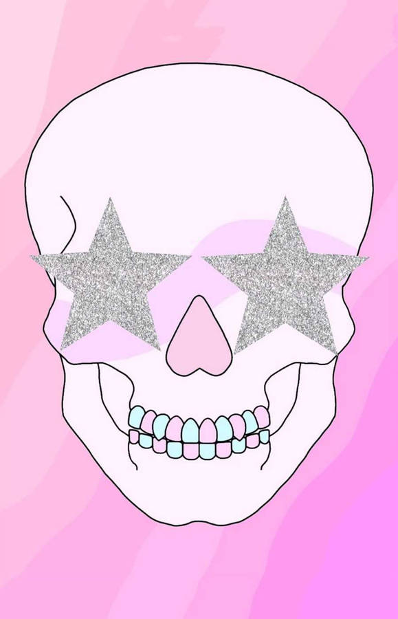 Skull Preppy Pfp Pink And Purple Star Eyes Wallpaper