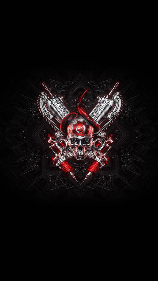 Skull With Guns Gears 5 Phone Wallpaper