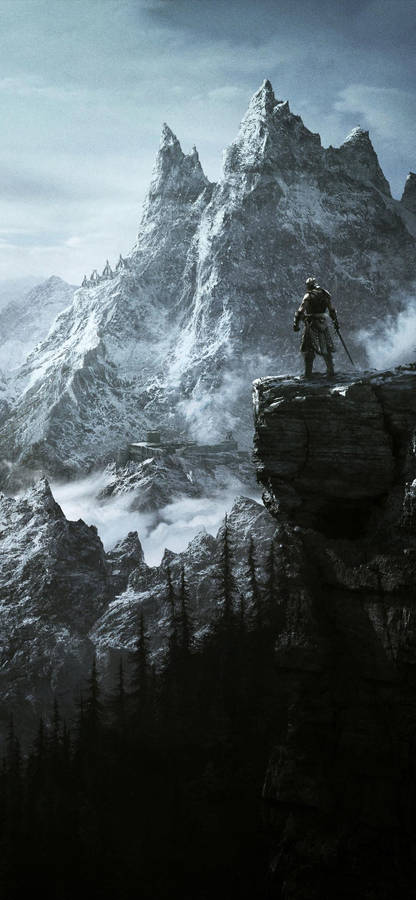 Skyrim Iphone Snowy Mountains Wallpaper