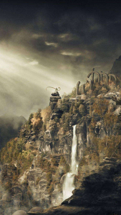 Skyrim Iphone Waterfall Wallpaper