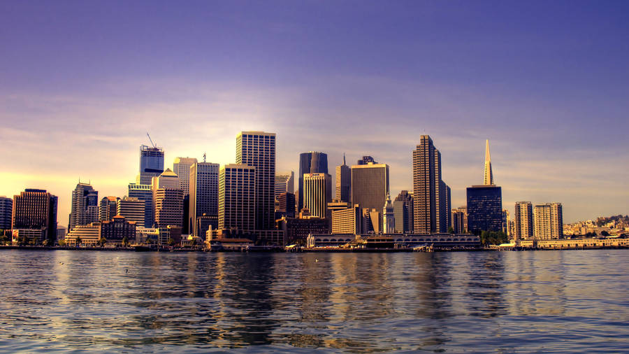 Skyscrapers At Daybreak San Francisco City Background Wallpaper