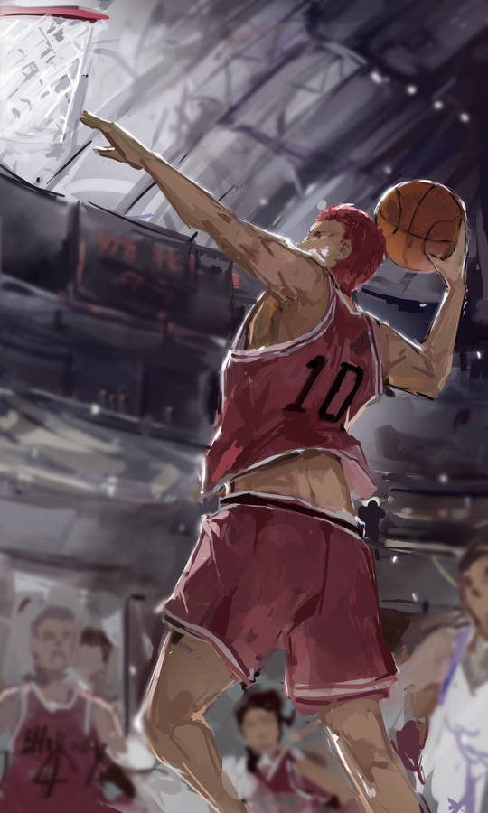 Slam Dunk Sakuragi Digital Painting Wallpaper