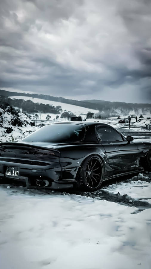 Sleek Black Mazda Rx7 Car Wallpaper