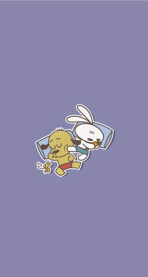 Sleeping Cartoon Dog And Rabbit Wallpaper