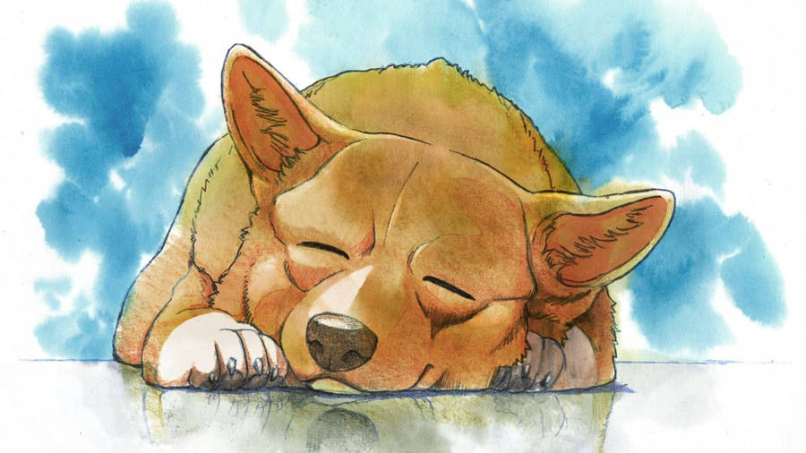 Sleeping Ein Dog Art Wallpaper