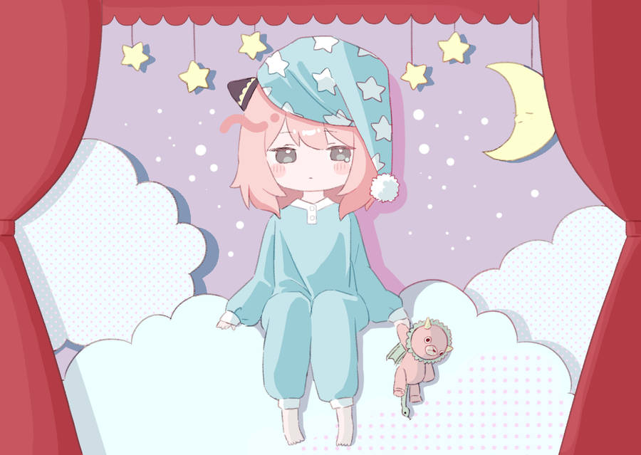 Sleepy Anya Forger In Pajamas Wallpaper