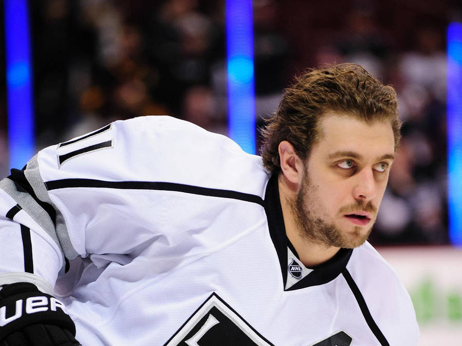 Slovenian Ice Hockey Player Anze Kopitar In White Jersey Wallpaper