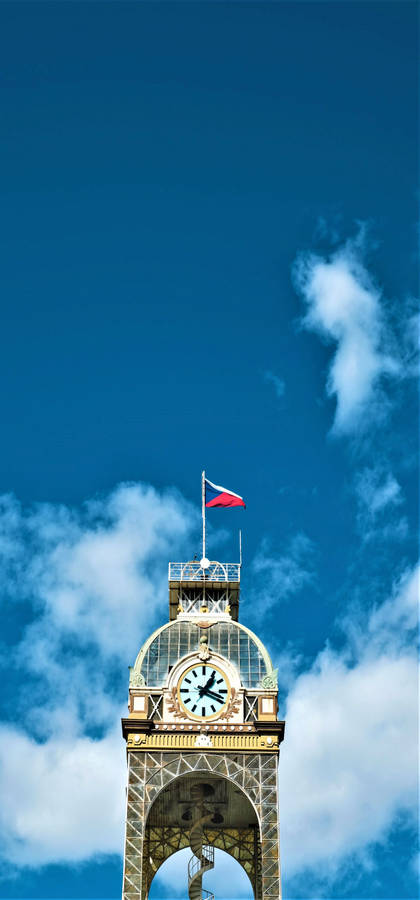 Small Clock Tower In Czech Republic Wallpaper