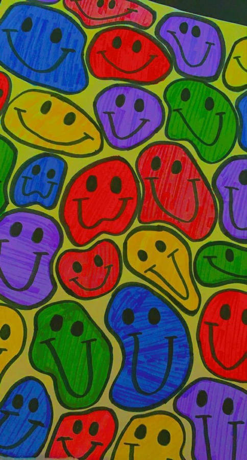 Smiley Faces Drooping Indie Kid Wallpaper