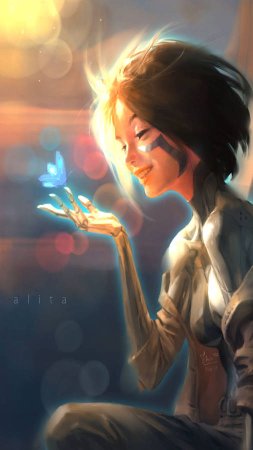 Smiling Alita Art Wallpaper