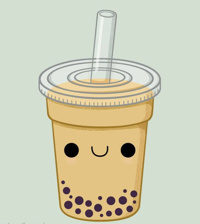 Smiling Cartoon Bubble Tea Wallpaper