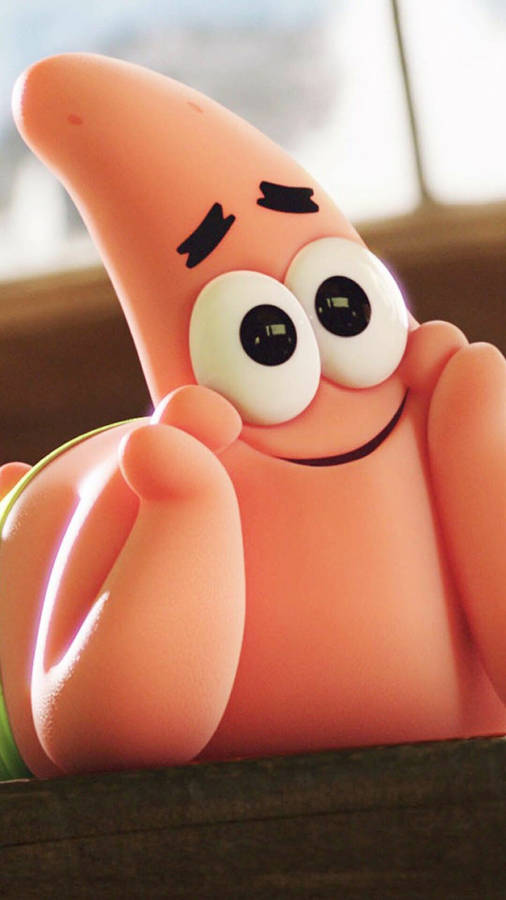 Smiling Patrick Cartoon Iphone Wallpaper