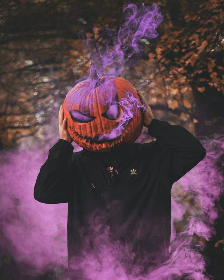 Smoke Around Pumpikin Man Halloween Pfp Wallpaper