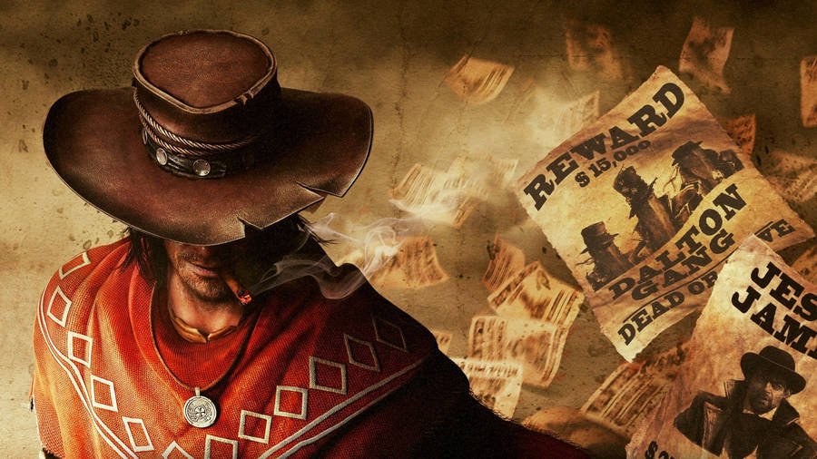 Smoking And Smirking Cowboy Art Wallpaper