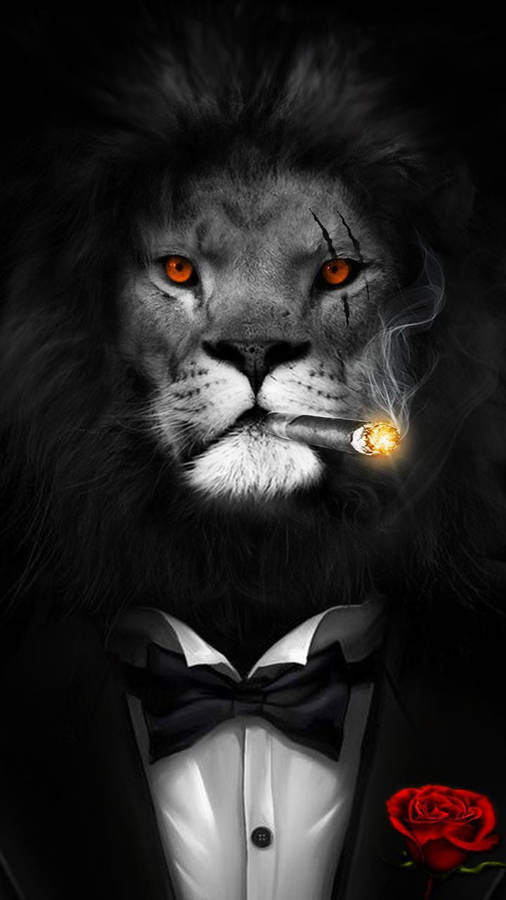 Smoking Lion Phone Wallpaper