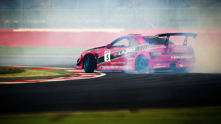 Smooth Sailing Drift Car In Action Wallpaper