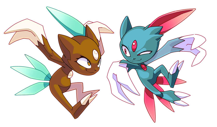 Sneasel Buddies: Twin Pokemon Illuminated By Moonlight Wallpaper