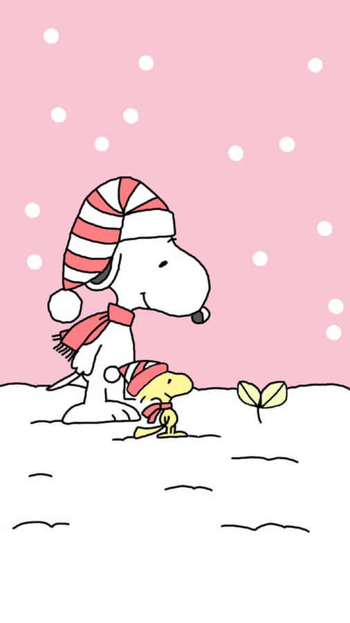 Snoopy And Woodstock Peanuts Christmas Wallpaper