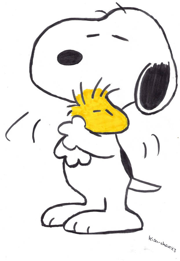 Snoopy Hugging Woodstock Wallpaper