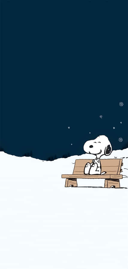 Snoopy On A Bench Peanuts Christmas Wallpaper