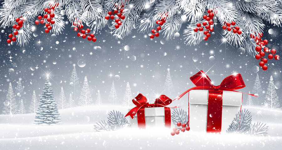 Snow And Presents Christmas Holiday Desktop Wallpaper