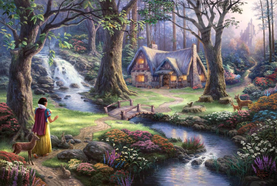 Snow White In Forest Disney Desktop Wallpaper