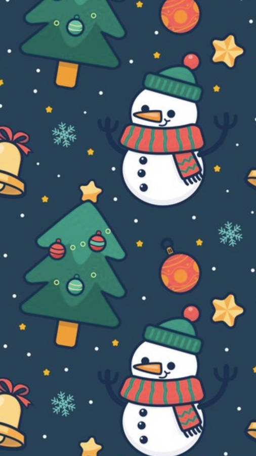 Snowmen Cartoon Winter Iphone Wallpaper