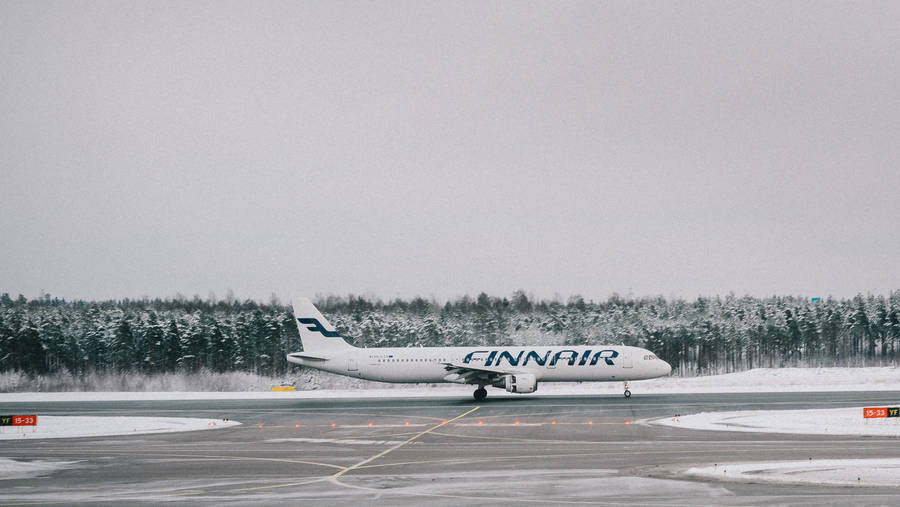 Snowy Airport Runway Wallpaper