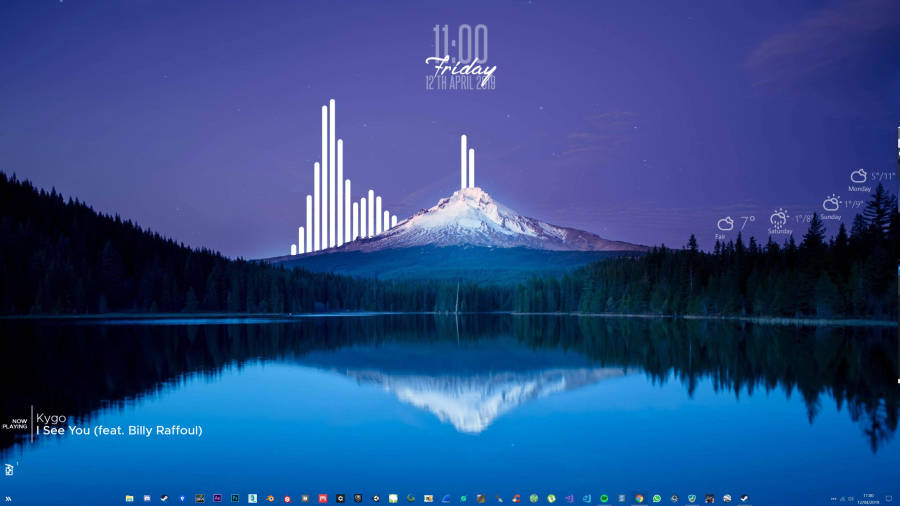 Snowy Mountain View On Rainmeter Skin Wallpaper