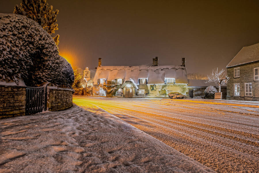 Snowy Village In England Wallpaper