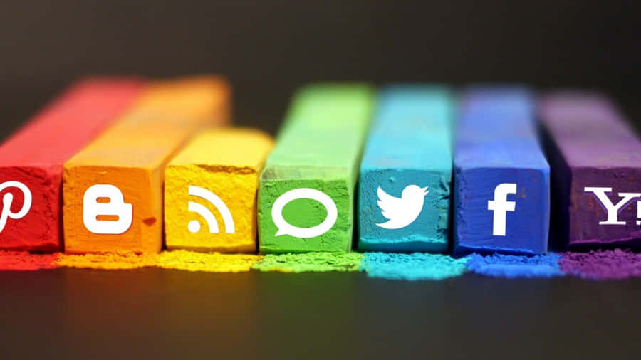 Social Media Icons On A Black Background Wallpaper