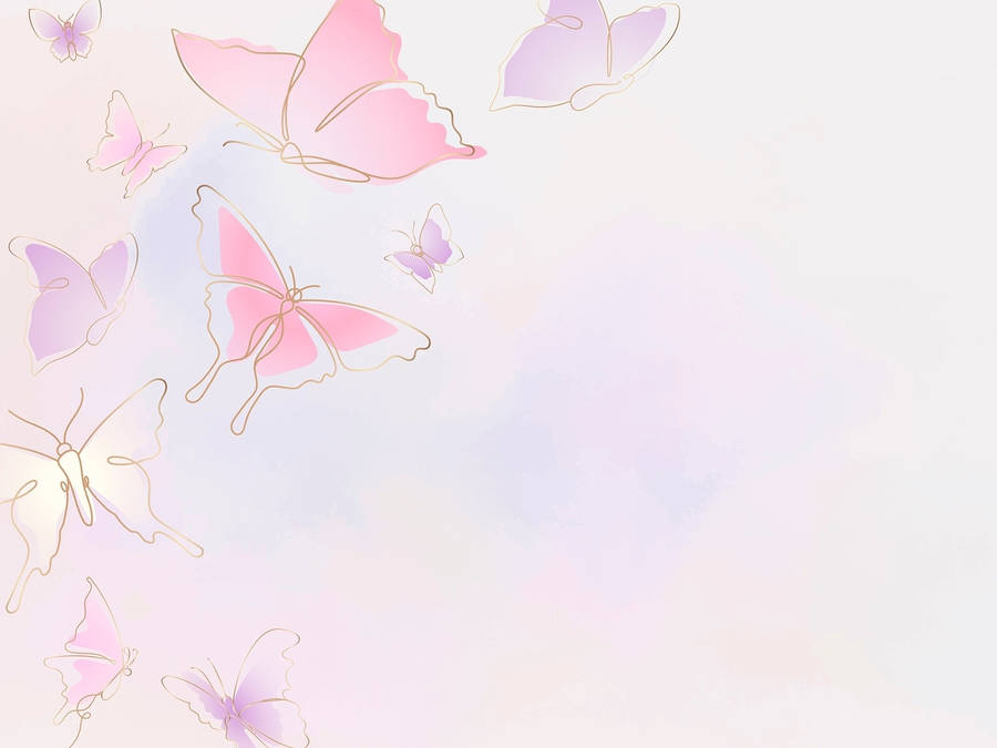 Soft Pink And Purple Pastel Butterflies Wallpaper