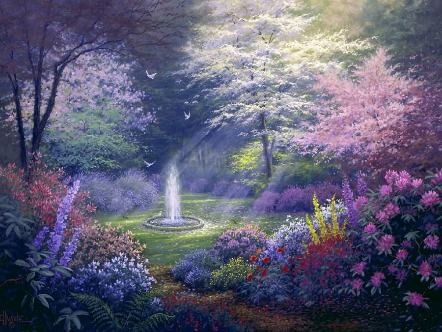 Soft Purple Flower Garden Wallpaper