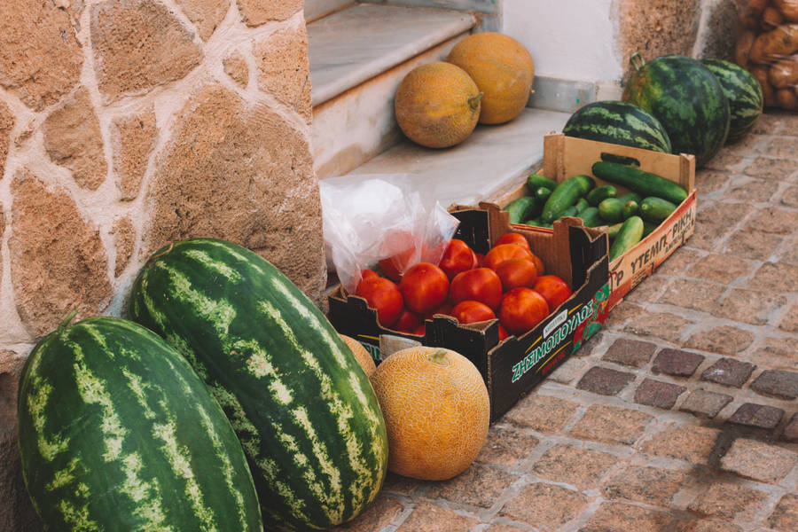 Sold Watermelons On Sidewalk Wallpaper