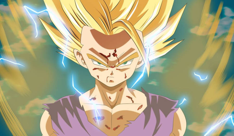 Son Gohan Bloody From A Fight Wallpaper