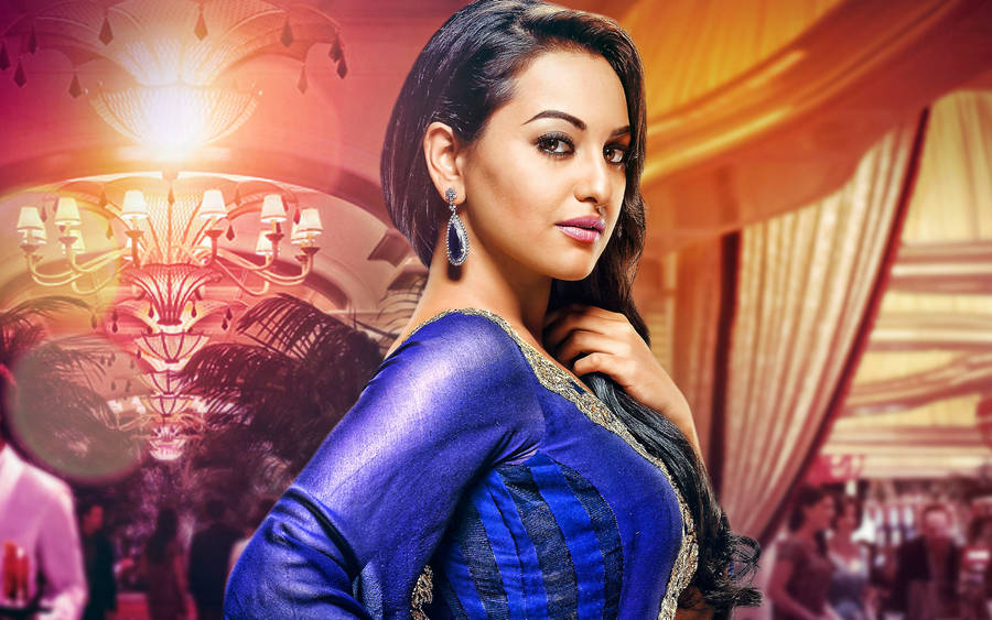 Sonakshi Sinha Purple Elegant Dress Wallpaper