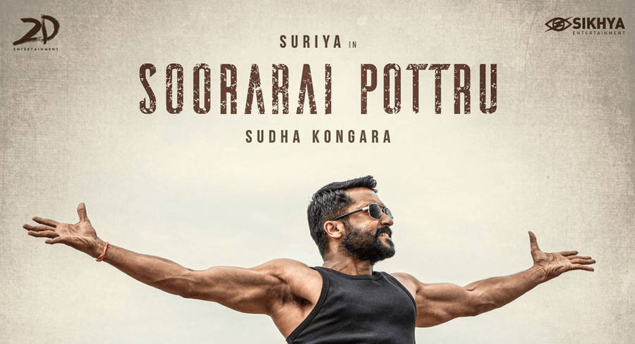 Soorarai Pottru Suriya Open Arms Title Card Wallpaper