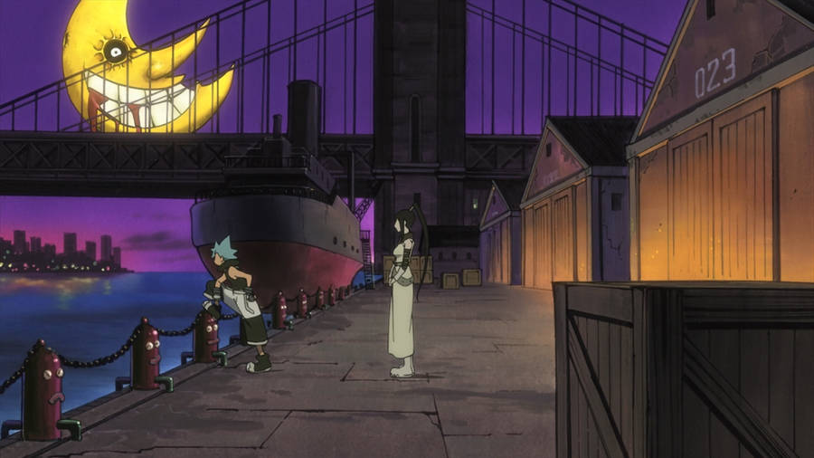 Soul Eater Moon Behind Bridge Wallpaper