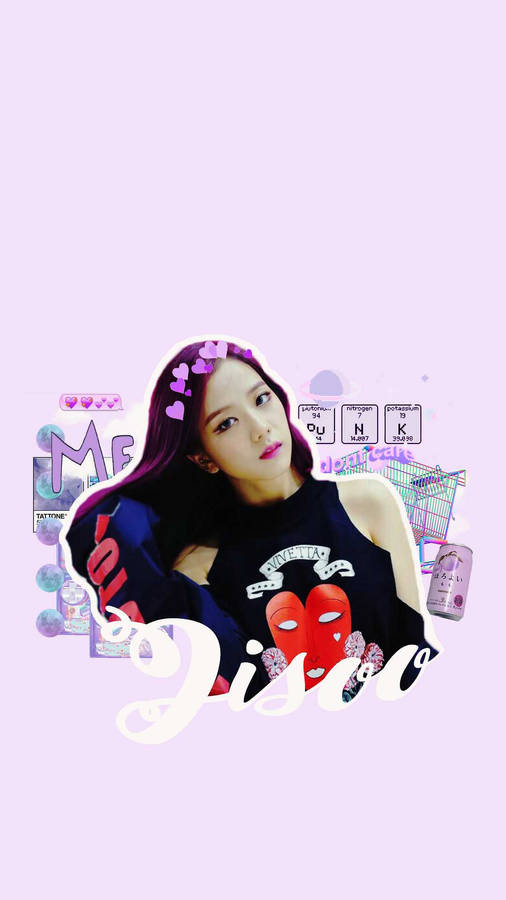 South Korean Girl Group, Blackpink Member Jisoo Showing Off Her Purple Scrapbook Art. Wallpaper