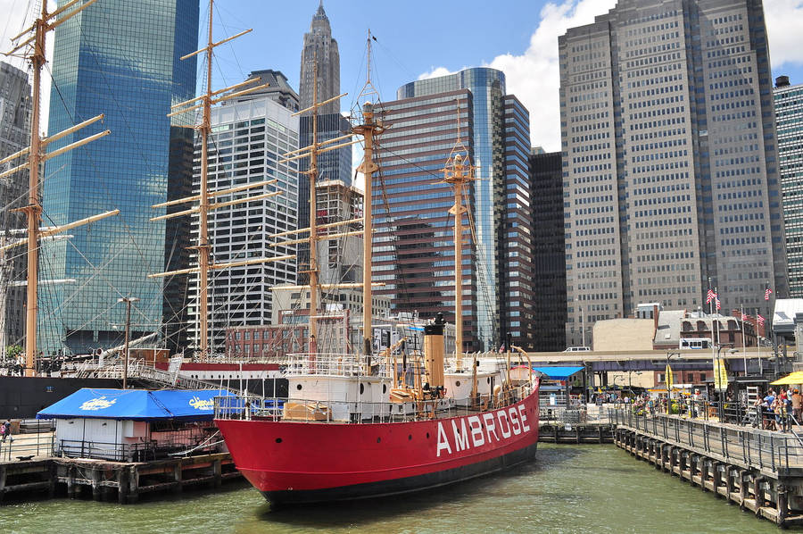 South Street Seaport Ambrose Ship Wallpaper