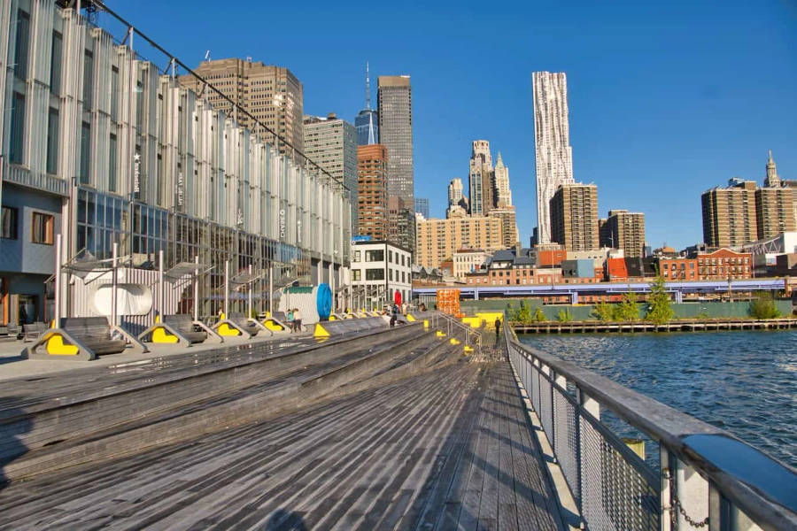 South Street Seaport Over Blue Sky Wallpaper