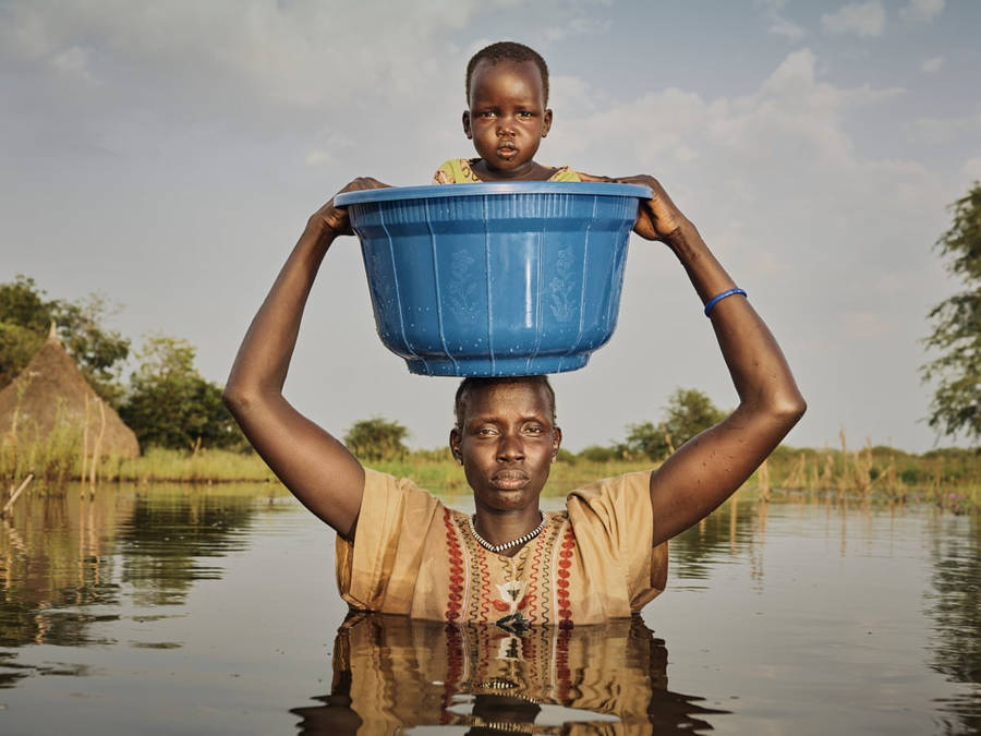 South Sudan Blue Bucket Child Wallpaper