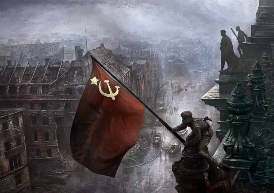 Soviet Union Flag Raise Ww2 Wallpaper