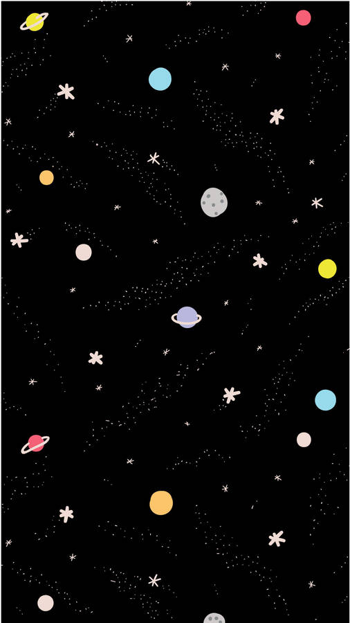 Space Aesthetic Planet Doodle Arts Wallpaper