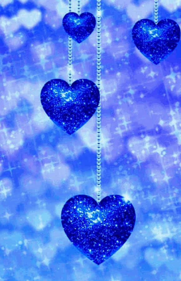 Sparkling Blue Hearts Wallpaper