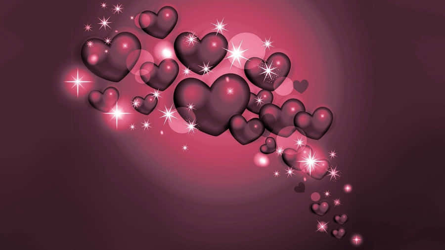 Sparkling Hearts Background Wallpaper