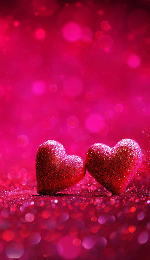 Sparkling Red Hearts Love Background Wallpaper