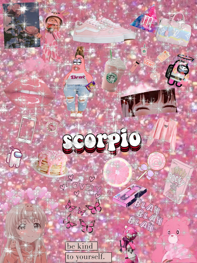 Sparkly Pink Scorpio Aesthetic Wallpaper