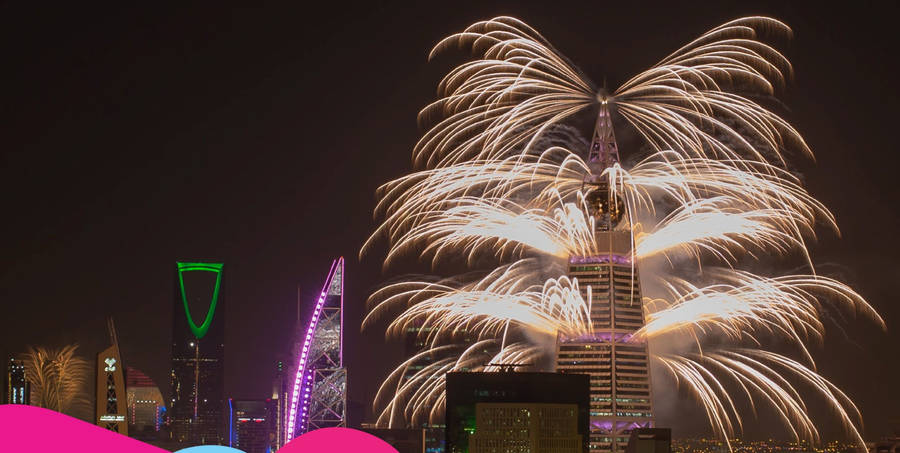 Spectacular Fireworks In Riyadh Wallpaper