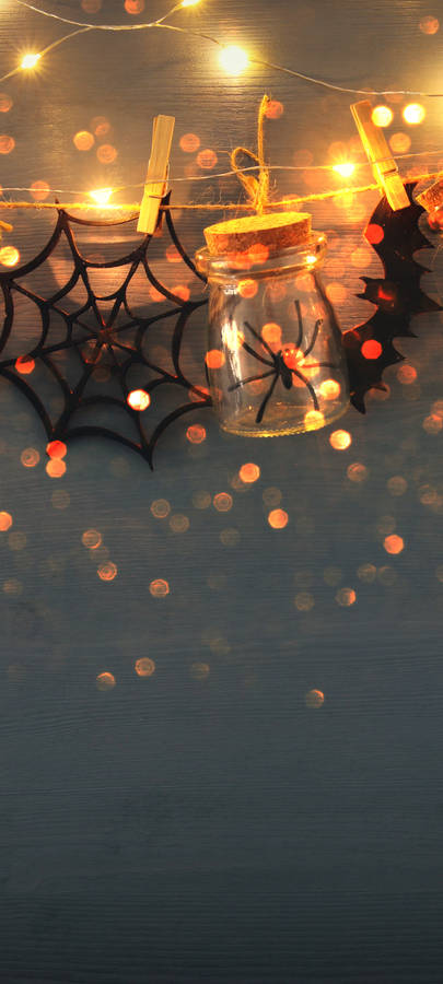 Spider In Bottle Halloween Phone Wallpaper